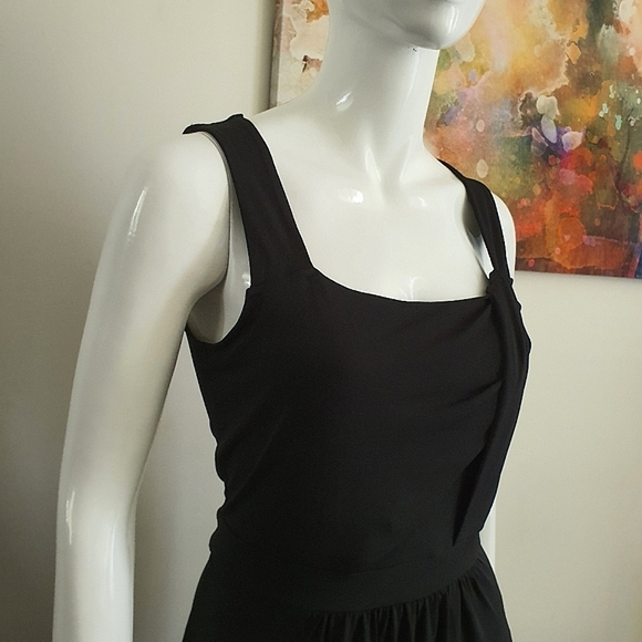 Esprit Size M Solid Black Square Neck Sleeveless Knit Dress - Picture 3 of 11
